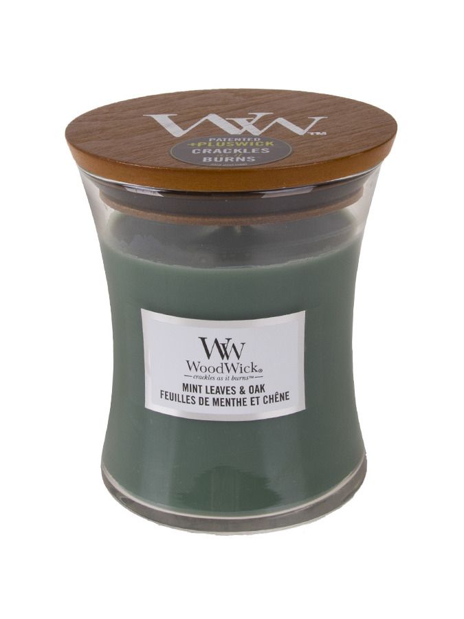 WoodWick Mint Leaves & Oak glass medium