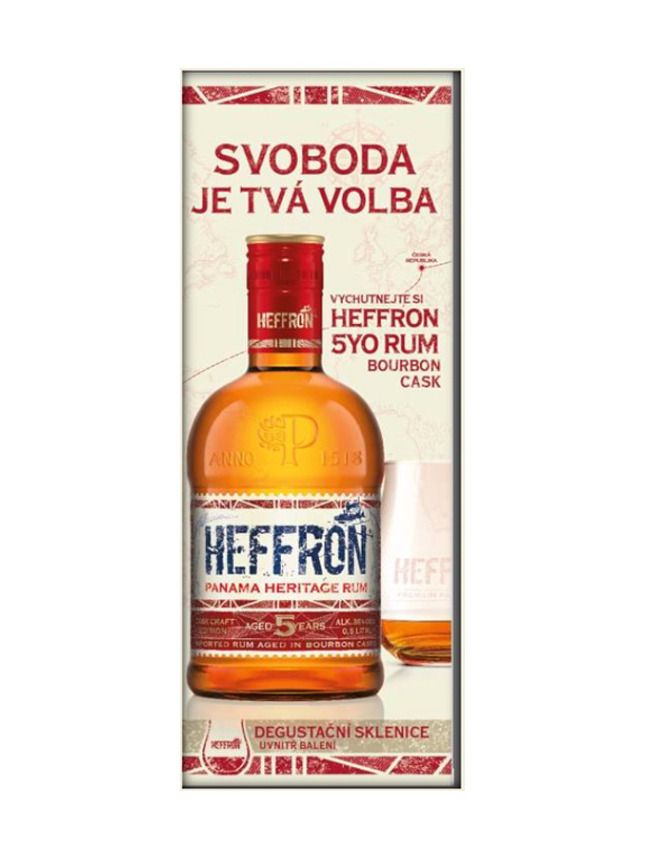 Heffron 5Y Rum 0,5l 38% + Glass - Geschenkbox