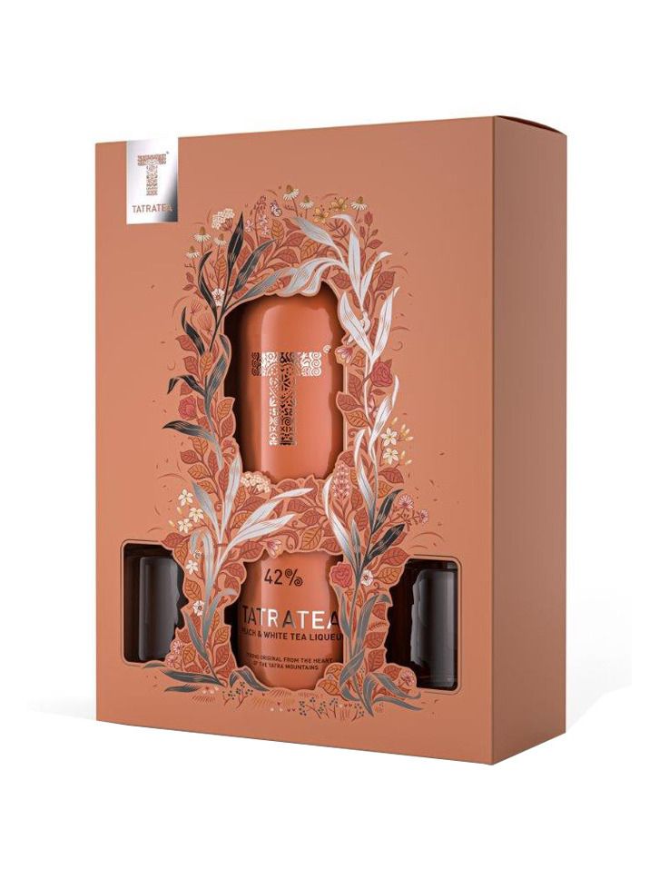 Tatratea Pfirsich Tee Likör 42%  0,7 l + 2 Gläser