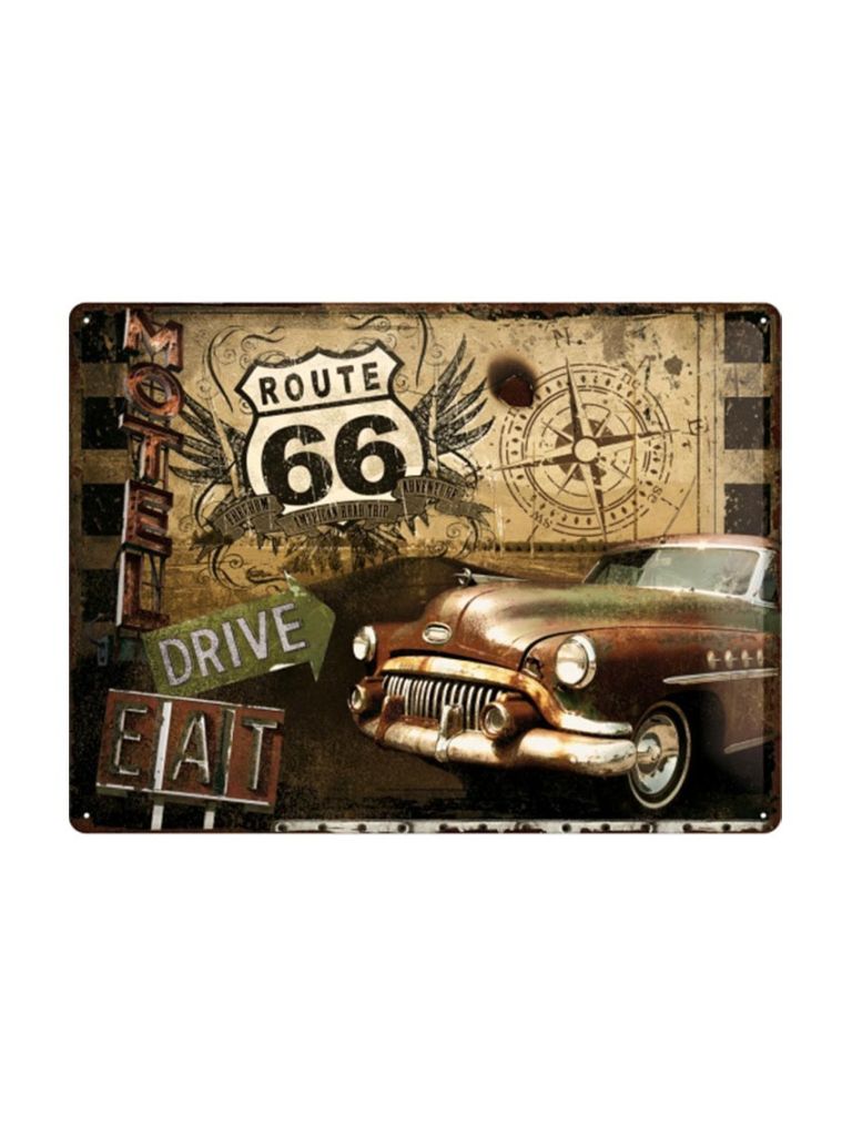 Blechschild 30x40 Route 66 (Drive, Eat)