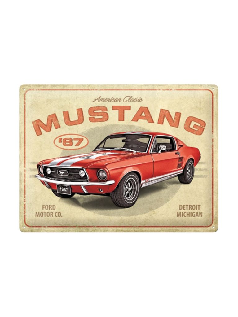Blechschild 30x40 Ford Mustang GT 1967 Red