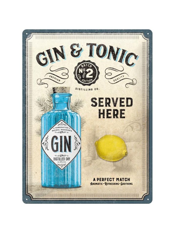 Blechschild 30x40 Gin & Tonic Served Here 
