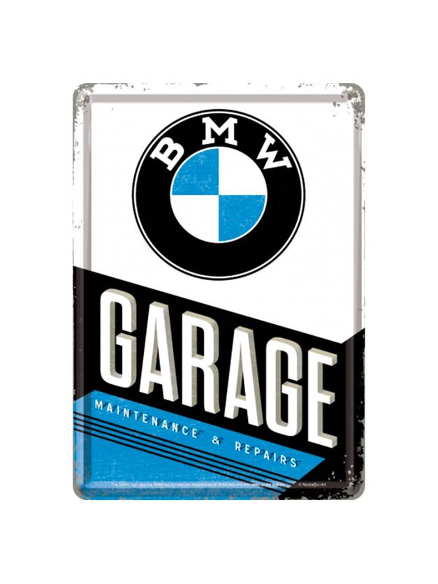 Blechschild Postkarte 10x14cm BMW Garage