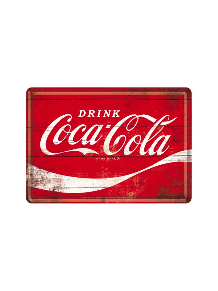 Blechschild Postkarte 10x14cmCoca-Cola red logo)