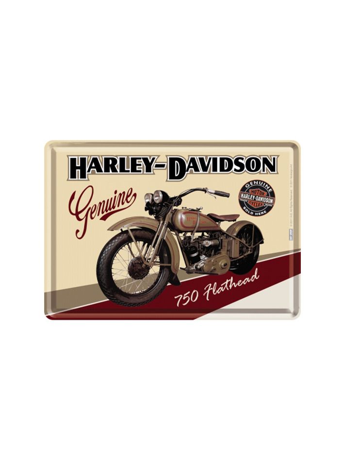 Blechschild Postkarte 10x14cm Harley-Davidson 750 Flathead
