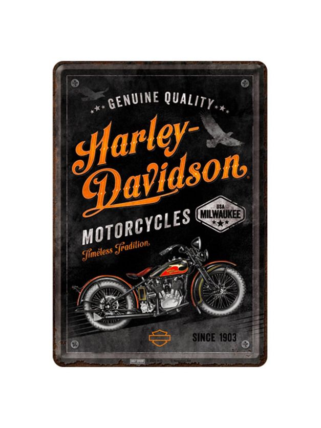 Blechschild Postkarte 10x14cm Harley-Davidson Timeless Tradition