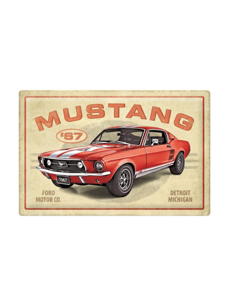 Blechschild Ford Mustang GT 1967 Red 60x40cm