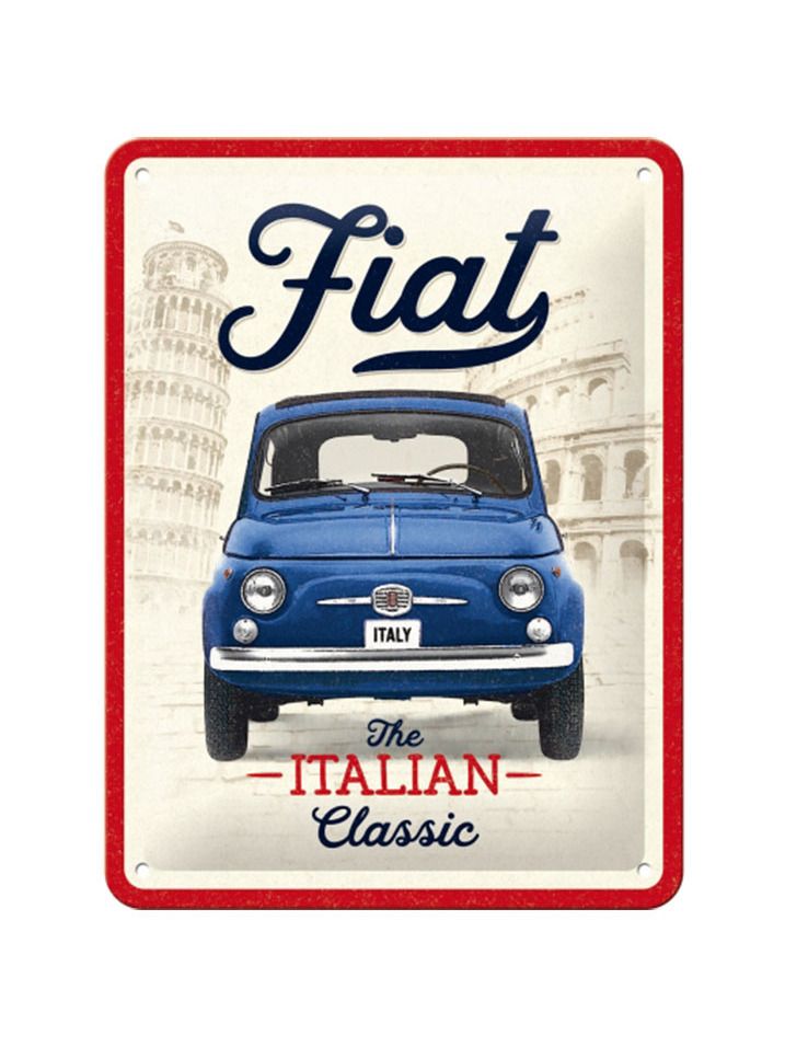 Blechschild Fiat 500 The Italian Classic 15x20cm