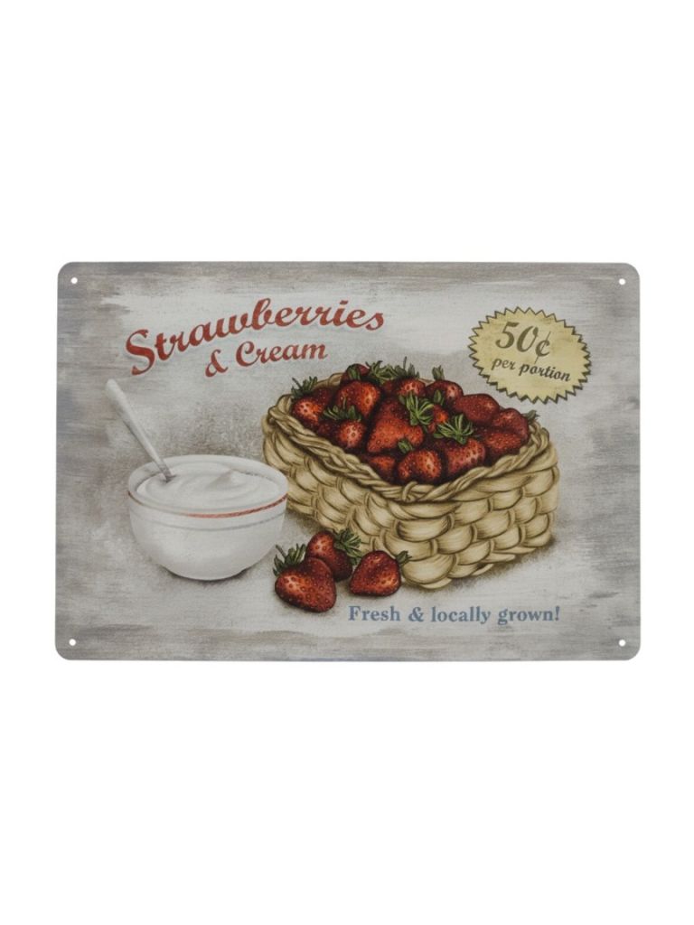 Blechschild 20x30 cm Strawberries and Cream