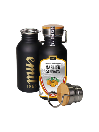 Emil Marillen Schnaps 0,5l 35% TÖ Edelstahl Kanne