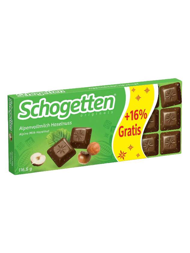Schogetten Alpen-Milchschokolade mit Haselnüssen 116 g