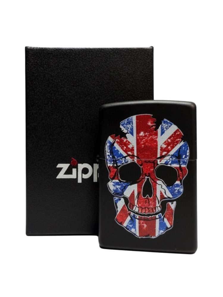 Zippo schwarz color "British Flag Skull" 60003885