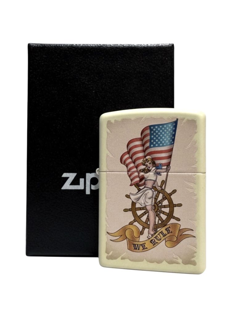 Zippo creme color "Pin Up Nautical with Flag" 60000027